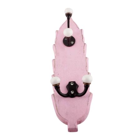 Pink And Black Double Loop Ceramic Iron Wooden Hooks